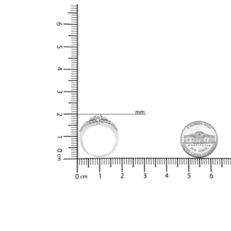 10K White Gold 1/2 Cttw Three Stone Split Shank Band Ring