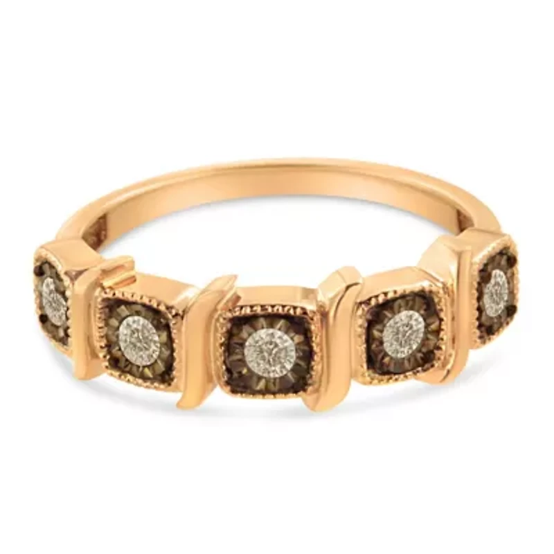 Silver 1/4 Cttw Diamond 5-Stone Band Ring