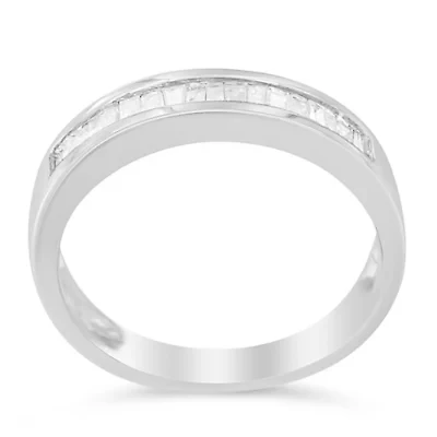 Silver 1/3 Cttw Diamond Channel Set Stackable Wedding Ring