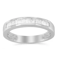 Silver 1/3 Cttw Diamond Channel Set Stackable Wedding Ring