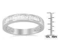 Silver 1/3 Cttw Diamond Channel Set Stackable Wedding Ring