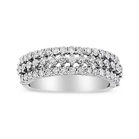 14K White Gold 1.0 Cttw Diamond Three Row Band Ring
