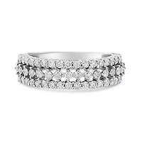 14K White Gold 1.0 Cttw Diamond Three Row Band Ring