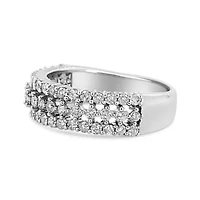 14K White Gold 1.0 Cttw Diamond Three Row Band Ring