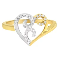 10K Two-Toned Gold Diamond Heart Shape Cluster Ring