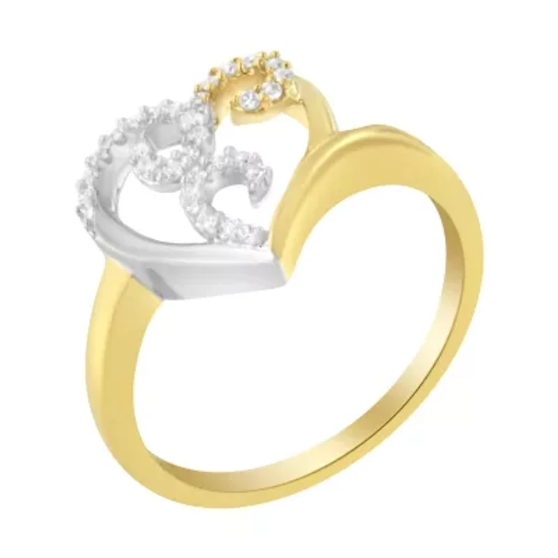 10K Two-Toned Gold Diamond Heart Shape Cluster Ring