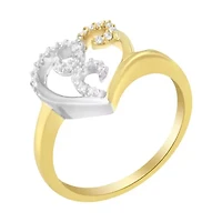 10K Two-Toned Gold Diamond Heart Shape Cluster Ring