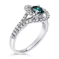 14K White Gold 1-1/3 Cttw & Blue Diamond Cocktail Ring