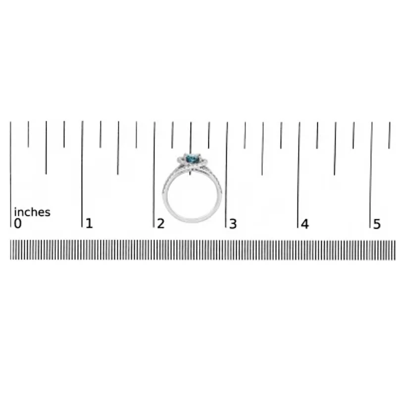 14K White Gold 1-1/3 Cttw & Blue Diamond Cocktail Ring