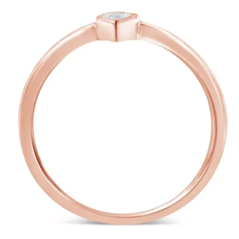 Silver 1/20 Carat Diamond Teardrop Fashion Ring