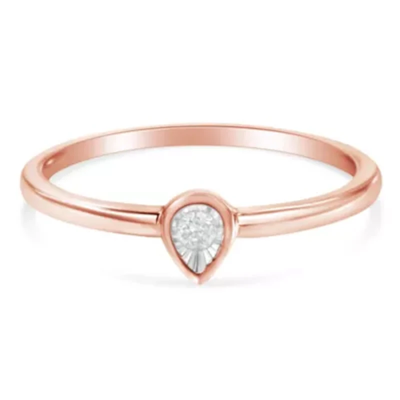 Silver 1/20 Carat Diamond Teardrop Fashion Ring