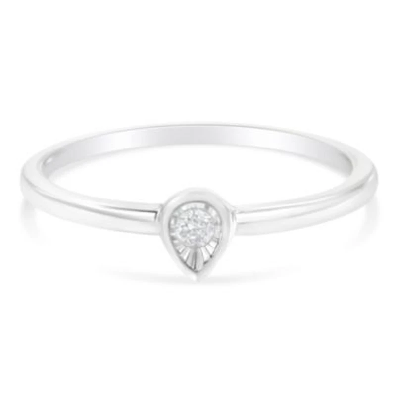 Silver 1/20 Carat Diamond Teardrop Fashion Promise Ring