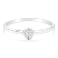 Silver 1/20 Carat Diamond Teardrop Fashion Promise Ring