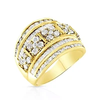 Silver 2.0 Cttw Diamond Tapered Cocktail Fashion Ring