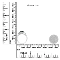 Black Rhodium Plated Silver 1/2 Cttw White & Blue Diamond Cocktail Ring