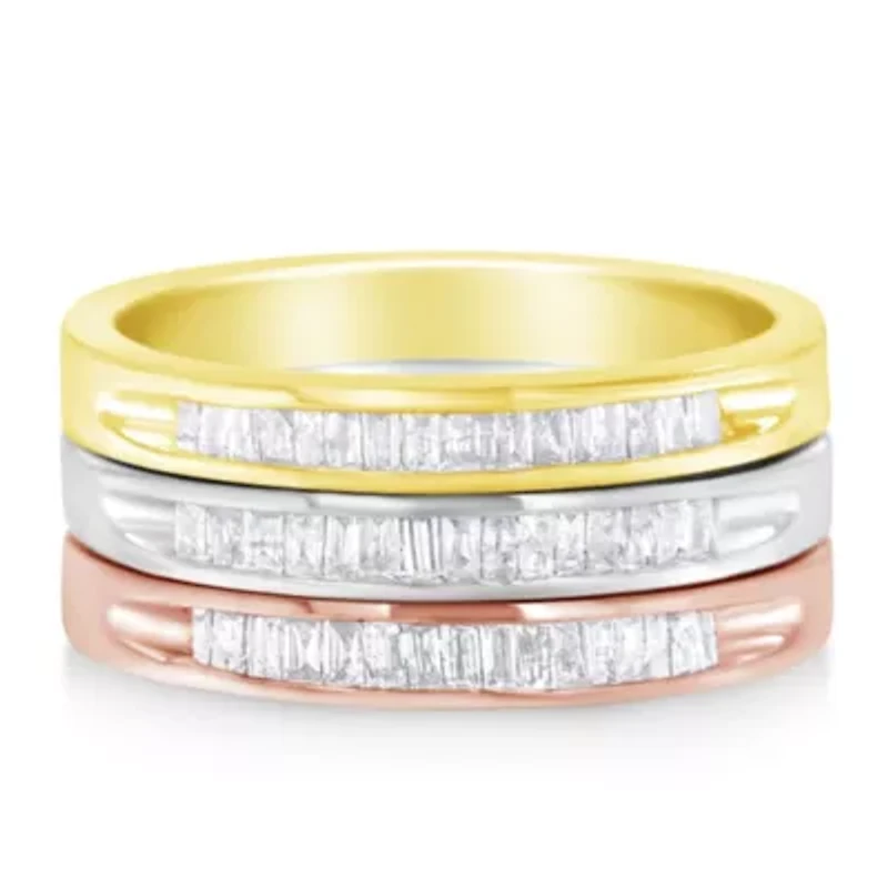 Silver 5/8 Cttw Diamond Stackable Band Ring Set