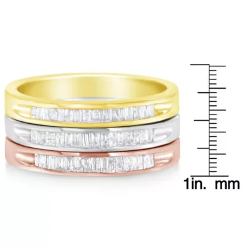 Silver 5/8 Cttw Diamond Stackable Band Ring Set
