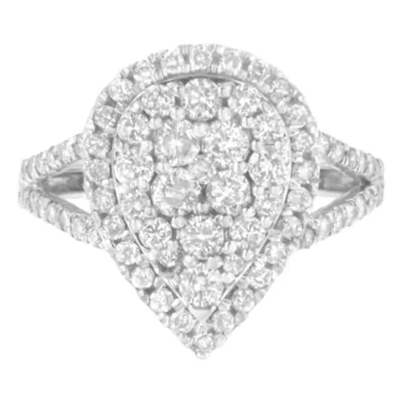 .925 Sterling Silver Diamond Cluster Ring