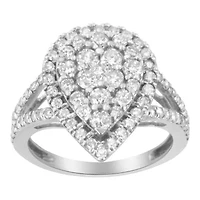 .925 Sterling Silver Diamond Cluster Ring