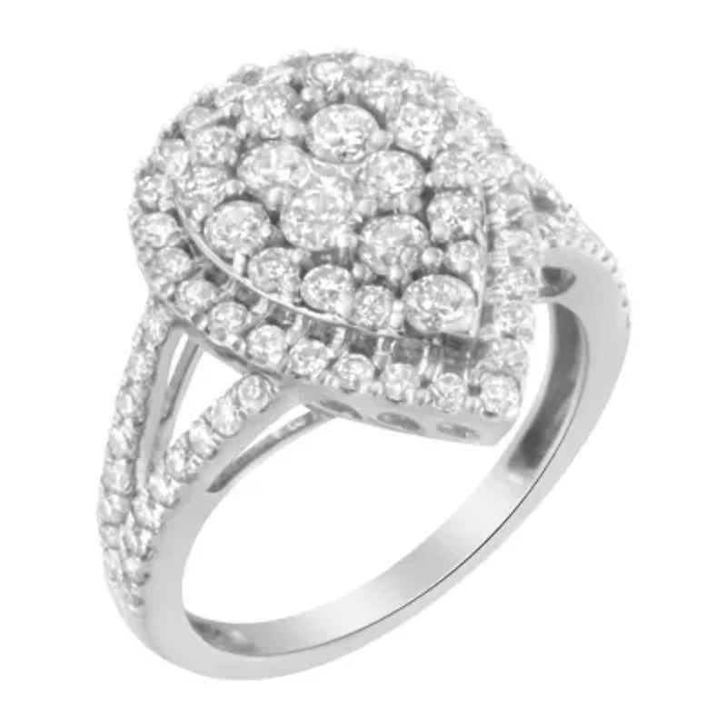 .925 Sterling Silver Diamond Cluster Ring