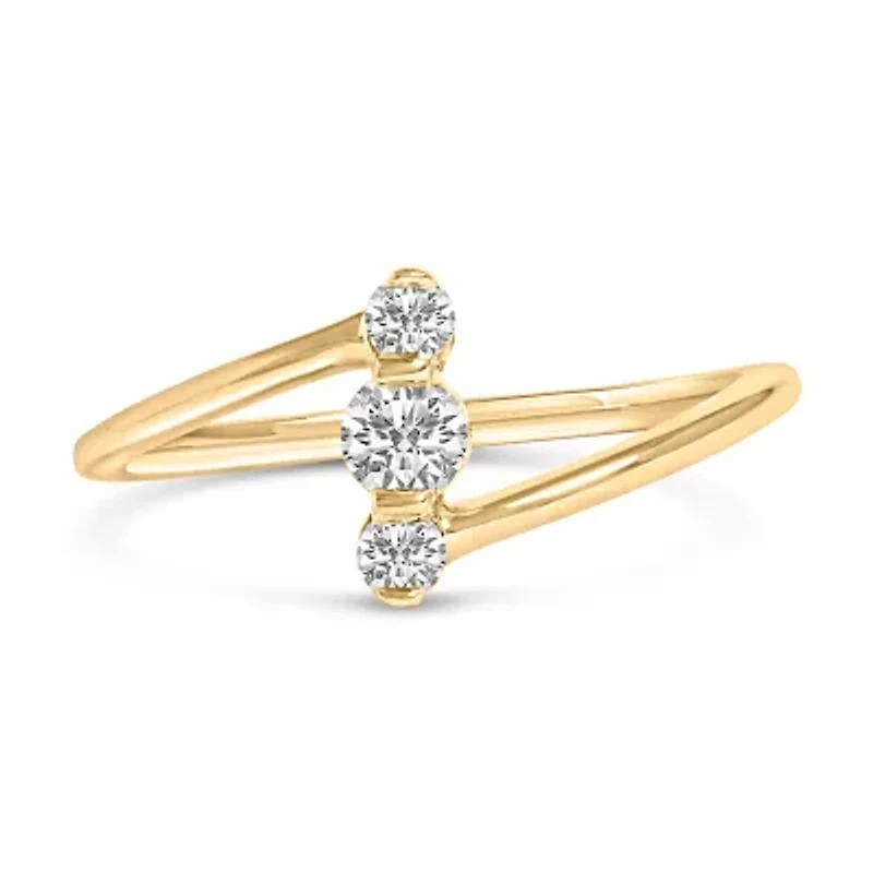 Lab Created 10K Gold 1/4 Cttw Grown Diamond Three Stone Ring