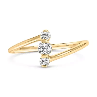 Lab Created 10K Gold 1/4 Cttw Grown Diamond Three Stone Ring