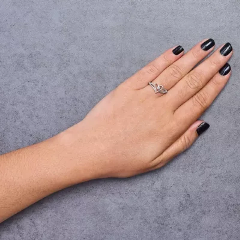 Silver 1/5 Cttw Diamond Two Tone Promise or Fashion Ring