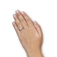 Silver 1/3 Cttw Diamond 7 Stone Engagement Ring and Wedding Band Set