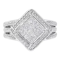 Silver 2/5 Cttw Diamond Cluster Composite Cocktail Ring