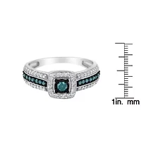 Silver Treated Blue Diamond Engagement Ring