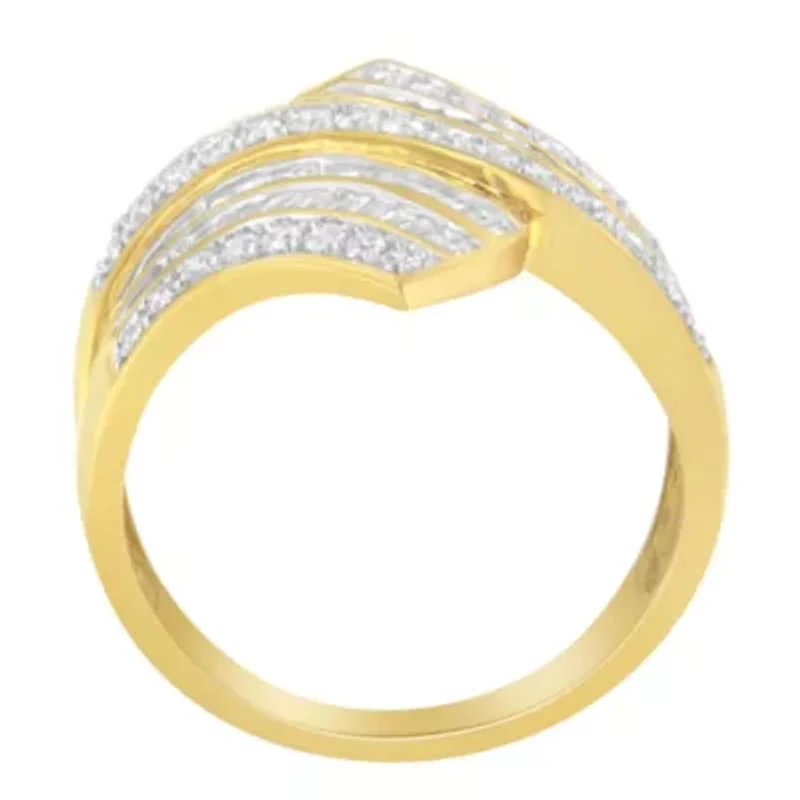 10K Yellow Gold Diamond Bypass Ring