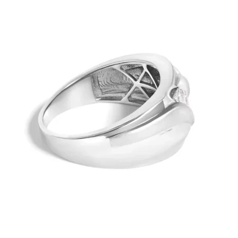 Men's Silver 1/2 Cttw Diamond Channel Set 3-Stone Band Ring