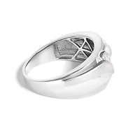 Men's Silver 1/2 Cttw Diamond Channel Set 3-Stone Band Ring