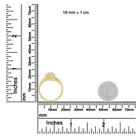 Silver 1.0 Cttw Diamond Flower Cluster Open Halo Floral Ring