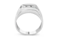 Silver 1/3 Cttw Diamond Channel Set 3 Stone Ring Band