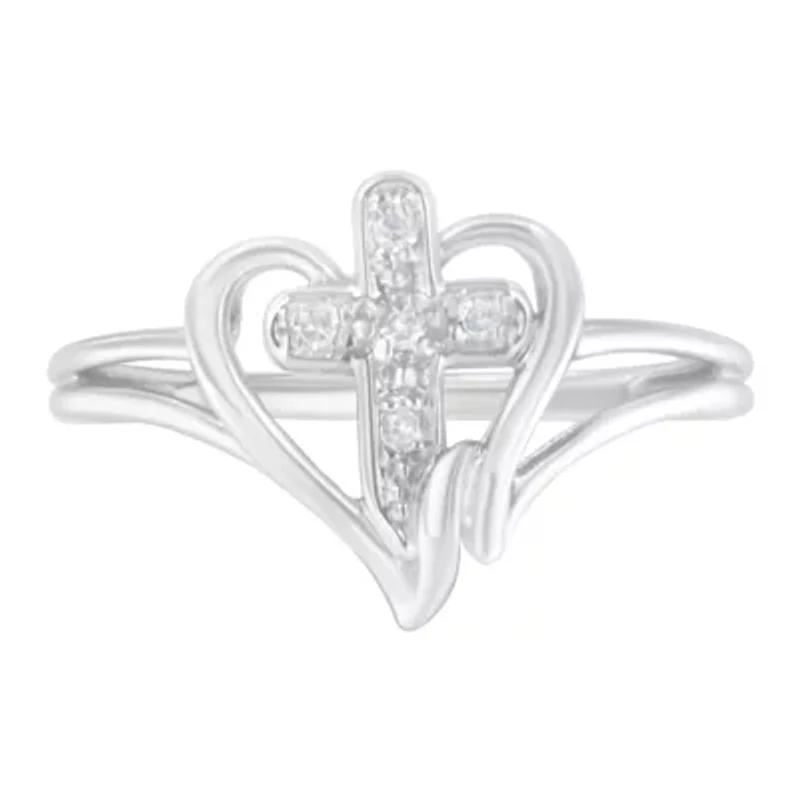 10K White Gold Diamond-Accented Promise Fashion Ring