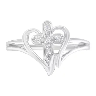10K White Gold Diamond-Accented Promise Fashion Ring