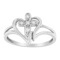 10K White Gold Diamond-Accented Promise Fashion Ring