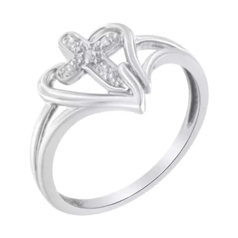 10K White Gold Diamond-Accented Promise Fashion Ring