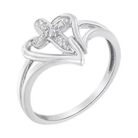 10K White Gold Diamond-Accented Promise Fashion Ring
