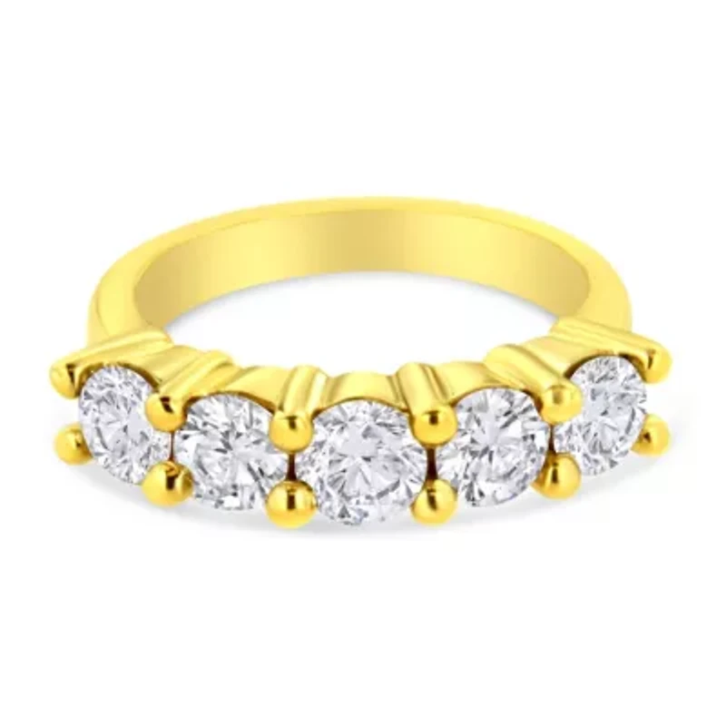 Silver 2.0 Cttw Diamond 5 Stone Wedding Band Ring