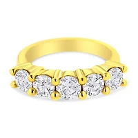 Silver 2.0 Cttw Diamond 5 Stone Wedding Band Ring