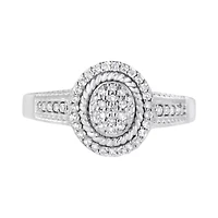 Silver 1/3 Cttw Round Diamond Braided Halo Cocktail Ring