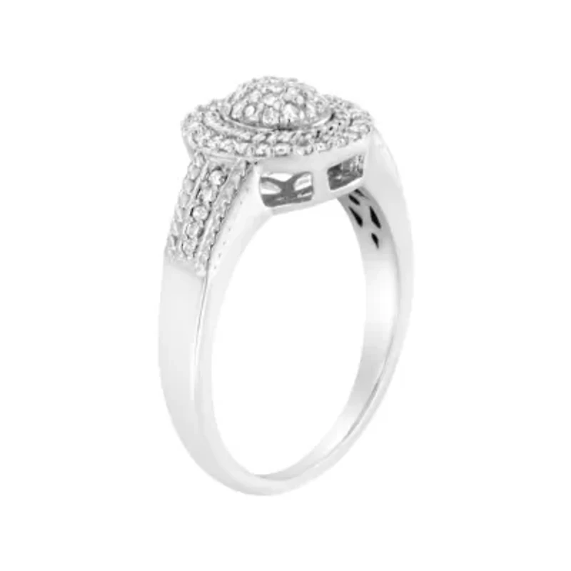 Silver 1/3 Cttw Round Diamond Braided Halo Cocktail Ring