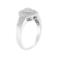 Silver 1/3 Cttw Round Diamond Braided Halo Cocktail Ring