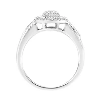 Silver 1/3 Cttw Round Diamond Braided Halo Cocktail Ring