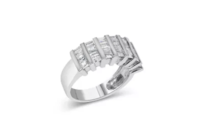 Silver 1.0 Cttw Diamond Unisex Fashion Wedding Ring