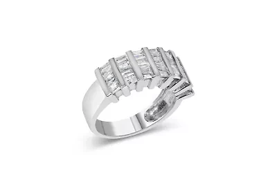 Silver 1.0 Cttw Diamond Unisex Fashion Wedding Ring