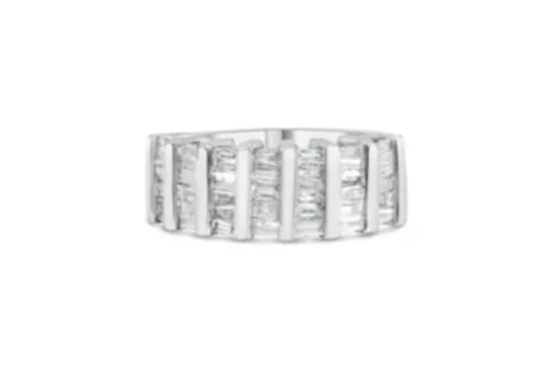 Silver 1.0 Cttw Diamond Unisex Fashion Wedding Ring