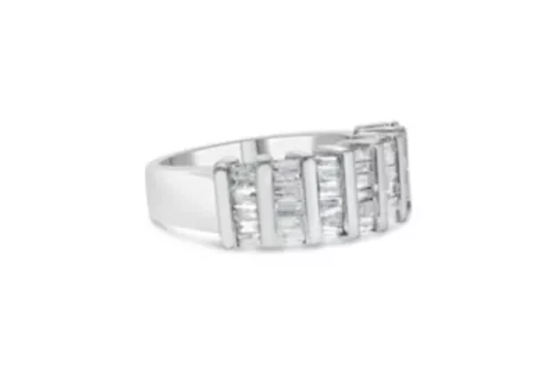 Silver 1.0 Cttw Diamond Unisex Fashion Wedding Ring